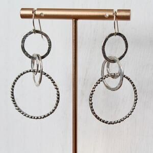 Or Paz PZ Sterling Silver 925 Multi-Circle Dangle/Drop Earrings ISRAEL